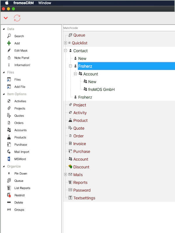 froMOS CRM Unternehmenssoftware MAC OSX